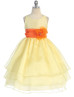 Two-tone Organza Tea Length Tiered Flower Girl Dress
